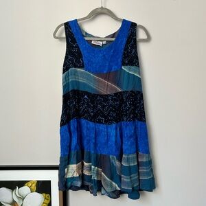 Cool vintage blue patchwork tunic dress